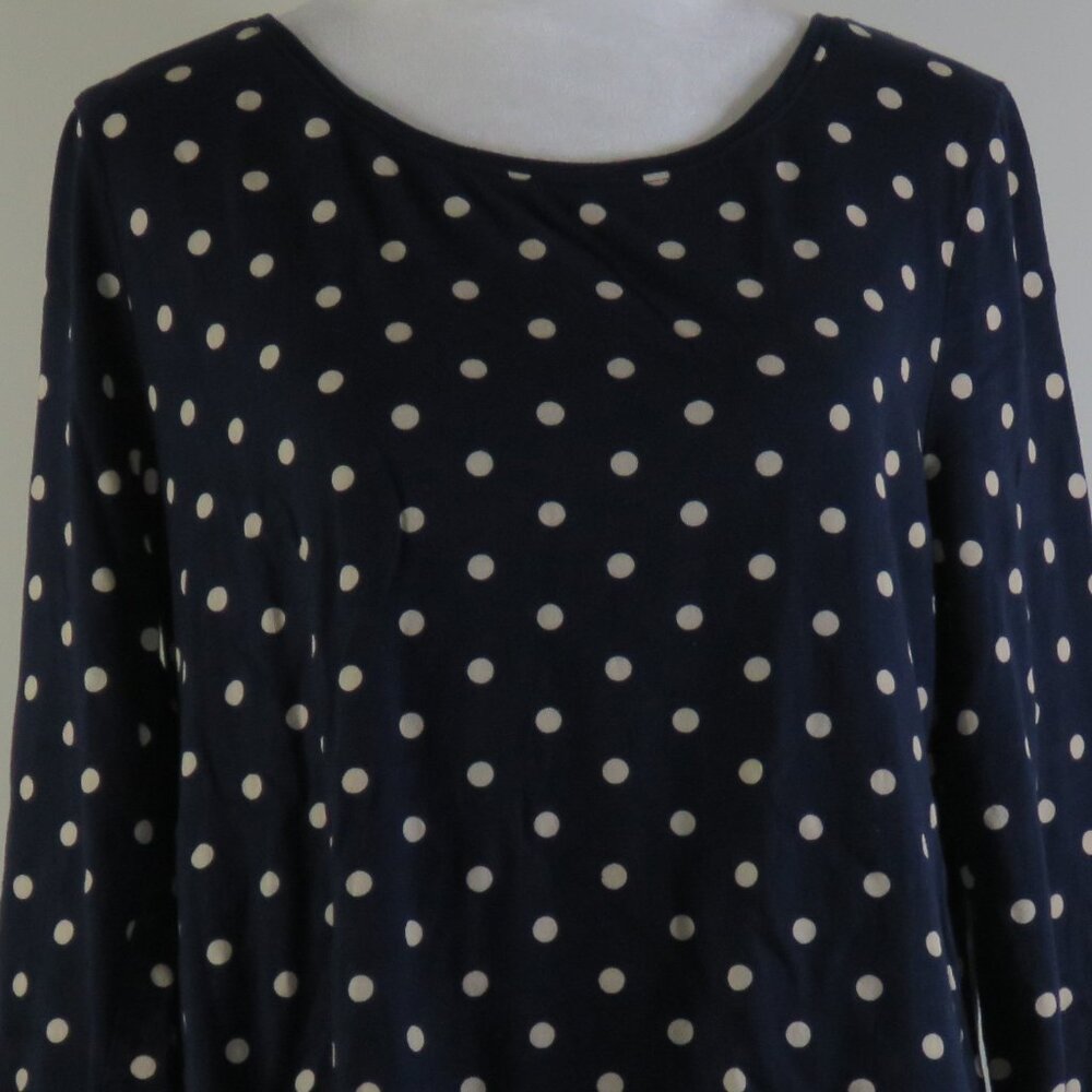 Croft & Borrow Women's Blue Polka Dot 3/4-Cuffed Sleeve Top Size M (C1392)